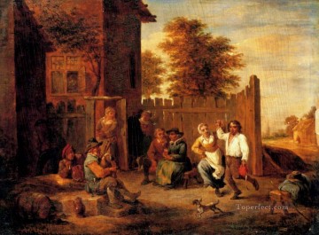 宿屋の外で大騒ぎする農民たち デヴィッド・テニアーズ・ザ・ヤング Oil Paintings